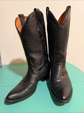 Resistol Vintage Men's Black Lizzard Western M3020J Cowboy Boots size 8.5D